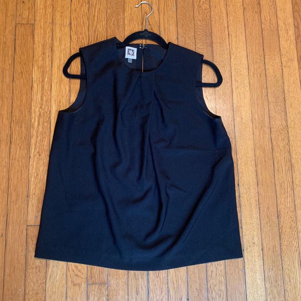 ANNE KLEIN | Women's Black Sleeveless Blouse Keyhole Feature | Size 6